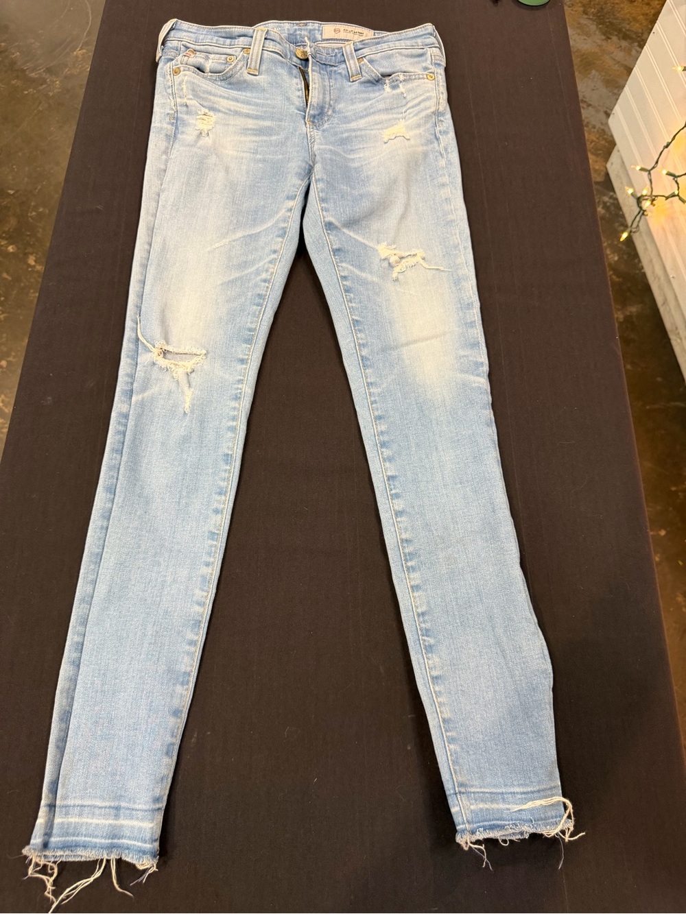 AG Adriano Goldschmied The Legging Super Skinny Jeans 24R Distressed Light Wash